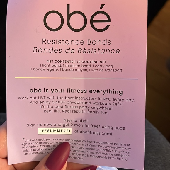 Obe’ resistance bands with storage pouch, lilac light and baby blue medium New - Picture 6 of 6